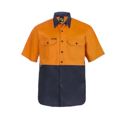 Picture of WorkCraft, Hi Vis Two Tone Short Sleeve Cotton Drill Shirt